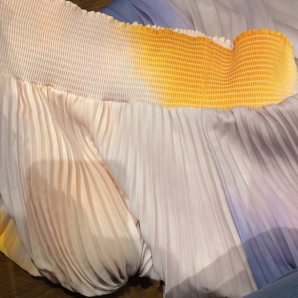 A.L.C. / Sonali ombre pleated midi dip dye shark bite hem skirt L Large - Picture 6 of 7